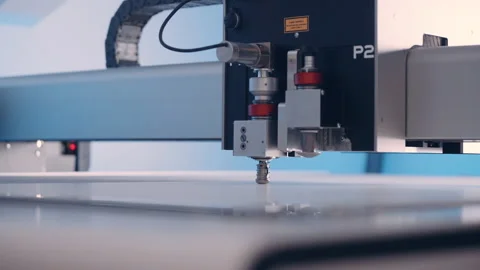 Close-up, cutting machine cuts paper in a printing house. Stock Footage 197462442