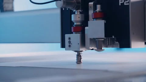 Close-up, cutting machine cuts paper in a printing house. Stock Footage 197462469