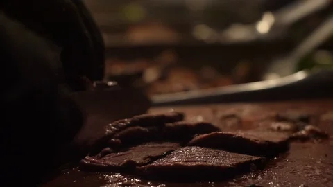 Close Up Of Cutting Meat Vídeo Stock 116652066