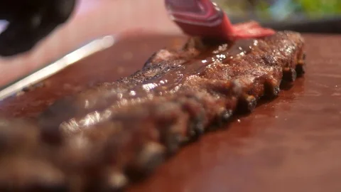Close Up Of Cutting Spear Ribs Vídeo Stock 116652116