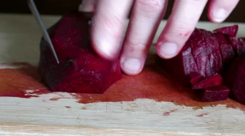 Close up of cutting vegetables beetroot Video stock 59727107