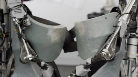 Close-up of a cybernetic exoskeleton. Video stock 194807662