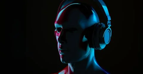 Close up cyberpunk man. 库存插图