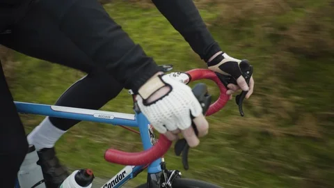 Close Up of Cyclist's Hands in Countryside 4K Stock Footage 89934554