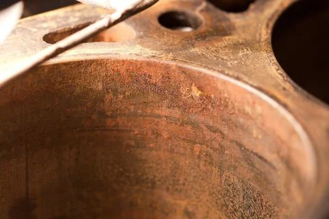 Close-up cylinder of old rusty engine Stock Photos
