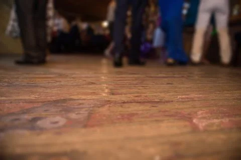 Close up on dance foot at the wedding, selective focus Foto stock