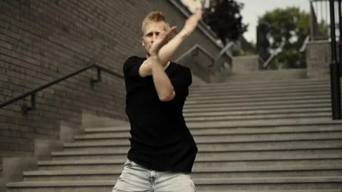Close-up of a dancing man. Active Camera Stock Footage 252269866