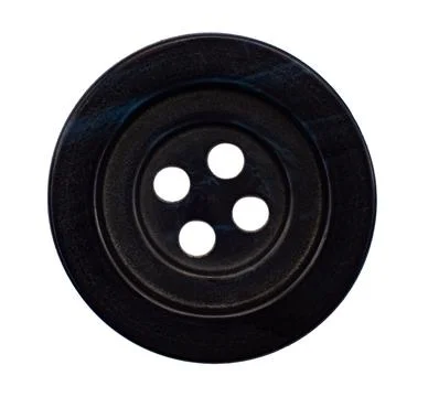 Close-up of a dark blue button on a white background. Black button isolate Stock-Fotos