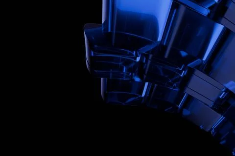 Close-up of dark blue, glossy, geometric shapes,  angled and layered, again.. Stock Illustration