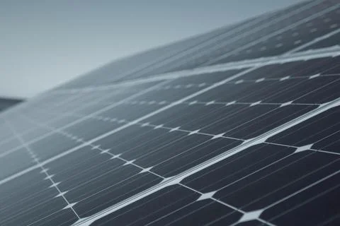 Close-up of dark blue solar panel. Abstract solar panels texture background. 库存照片