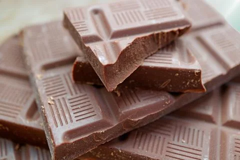 Close-up of dark chocolate chunks, premium culinary ingredient for baking Stock Photos