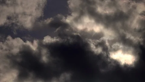 Close up dark evening clouds fast moving away. Gorgeous twilight sky time lapse Видео 109603735