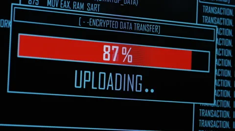 Close up of data being uploaded on a computer screen Video stock 58281404