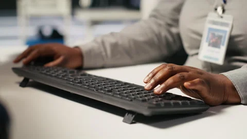 Close up of data center admin coding, writing script on PC Stock Footage 309620995