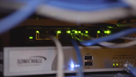 Close Up Data Network - Blinking/Flashing Lights Video stock 88141842