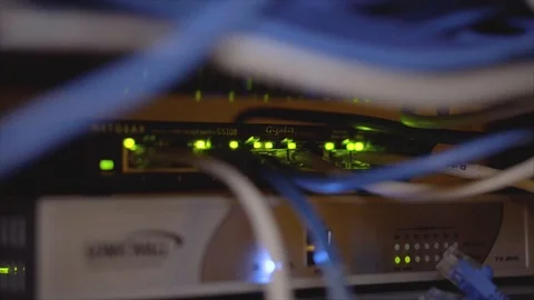 Close Up Data Network - Blinking/Flashing Lights Video stock 88141848
