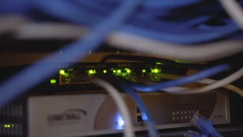 Close Up Data Network - Blinking/Flashing Lights Video stock 88141851