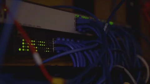 Close Up Data Network - Blinking/Flashing Lights Video stock 88141852