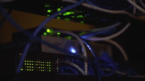 Close Up Data Network - Blinking/Flashing Lights Video stock 88141877