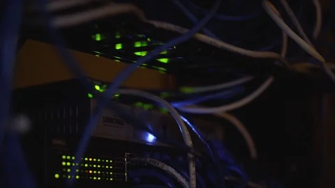 Close Up Data Network - Blinking/Flashing Lights Video stock 88141879