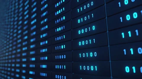 Close up data processing, binary code, supercomputer, big data, datacenter Video stock 323856872