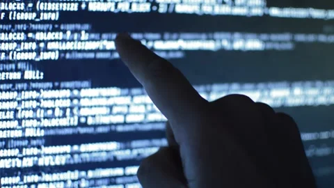 Close-up data web developer analyzing code on his computer Stock Footage 200118019