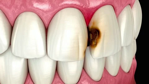 Close-up of Decayed Tooth with Visible Cavity Stock Footage 327665695
