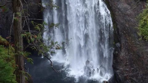 Close up of Deception Falls, water pours over tall rocks Stock Footage 251926203