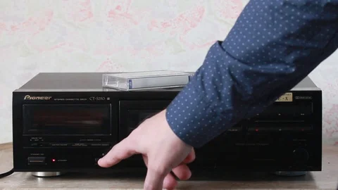 Close the deck of the tape recorder Stock Footage 88963062