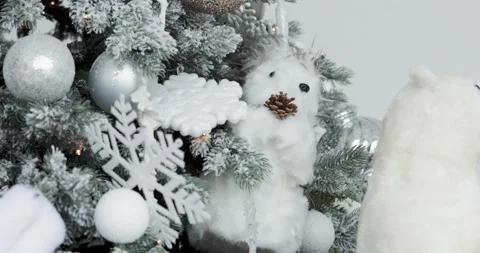 Close-up decorated christmas tree with flashing garland Stock Footage 143556898
