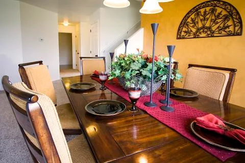 Close up on a decorated dinner table Stock Photos