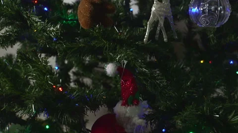 Close Up Decorated Tree Tilt Down Stock Footage 45660317