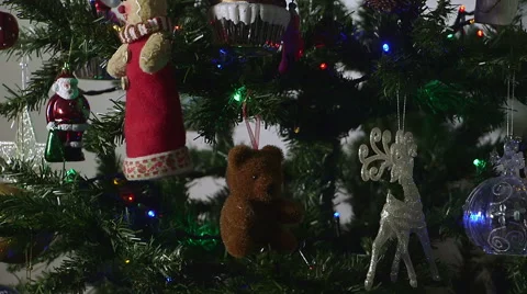 Close Up Decorated Tree Tilt Up Video stock 45660377