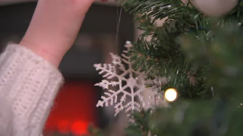Close Up Decorating Christmas Tree Alone Stock Footage 144750654