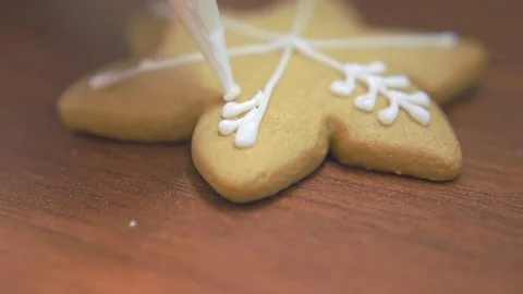 Close up Decorating A Gingerbread Cookie Vídeo Stock 83629566
