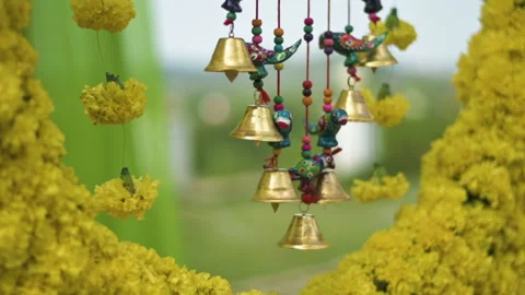 Close-up of Decorations for the Haldi ritual Indian culture, pre-wedding slow Vídeos de archivo 300536711