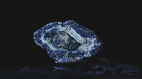 Close up of decorative blue clock face. Stock Footage 161753690