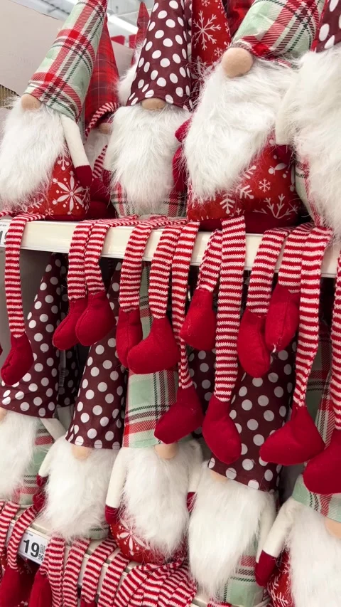 A close-up of decorative Christmas gnomes Stock Footage 293633967
