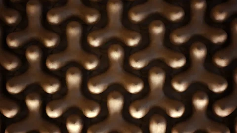 Close up of decorative golden geometric pattern surface creating repeating Stock Footage 331012704
