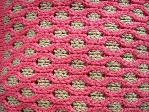 Close-up of decorative knitting. Machine or neat hand-knitted thing. The basi Fotos de archivo