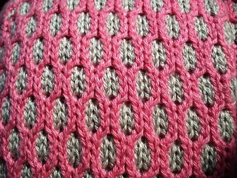 Close-up of decorative knitting. Machine or neat hand-knitted thing. The basi Stock Photos