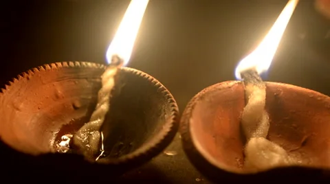 Close Up of Deep or earthen light used in India in Deepawali. Stock-Footage 42976005