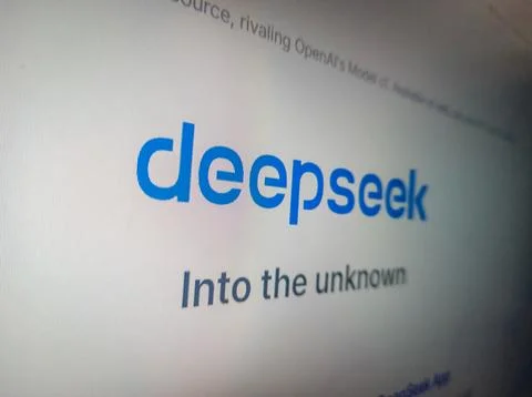 Close up of Deepseek logo in Deepseek website Stock Photos