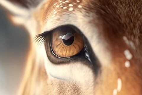 A close up of a deer's eye with a blurry background and a blurry background.. Stock Illustration