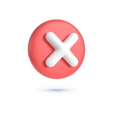 Close, delete button. 3d button on white backdrop. Cross symbol. 3d vector icon 스톡 일러스트