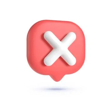 Close, delete button. 3d button on white backdrop. Cross symbol. 3d vector icon Stock Illustration