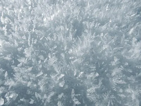 Close-up of delicate geometric ice formations and frost patterns glistening i Stock Photos