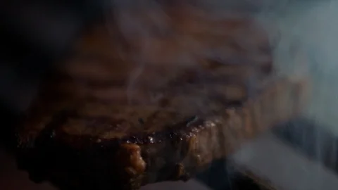 Close up of Delicious beefsteak on grill Stock Footage 92702656