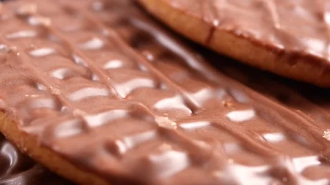 Close-up of Delicious Chocolate Covered Biscuits Stock Footage 339755792