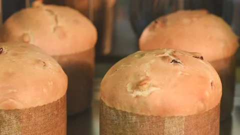 Close up for delicious easter cakes are baked in the oven, happy easter concept Stock Footage 148478711